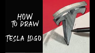 How to Draw the Tesla Logo 3D - Trick - Como dibujar el logo tesla - Truco