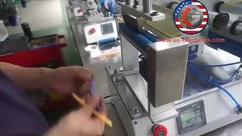 Semi automatic small round stick hard tube rolling labeling machine testing video