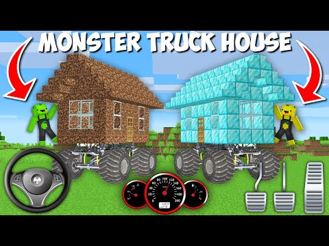 DIAMOND vs DIRT HOUSE BECOME A BIG MONSTER TRUCK in Minecraft ! NEW SECRET CAR !