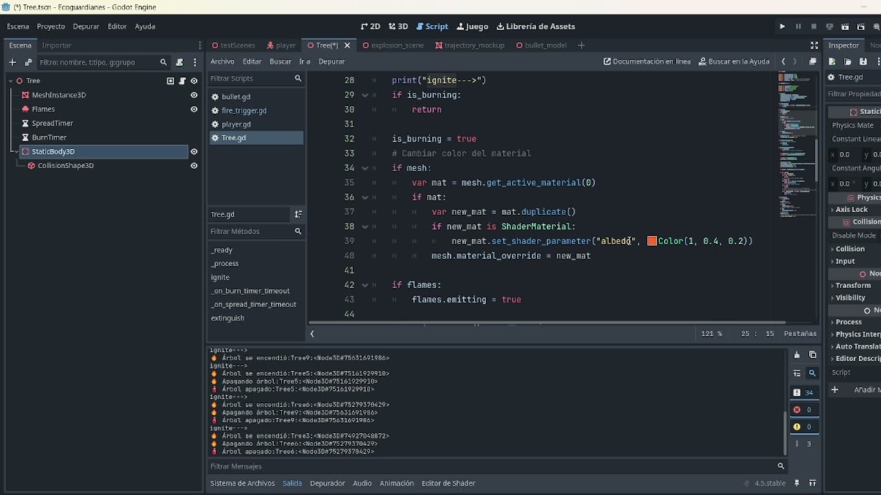 Script de la programación de Inteligencia Artificial (AI) del videojuego