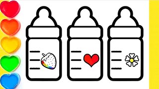 How to draw Baby Bottles for kids/Drawing Painting Coloring Baby Bottles/Easy Drawing Baby Bottles