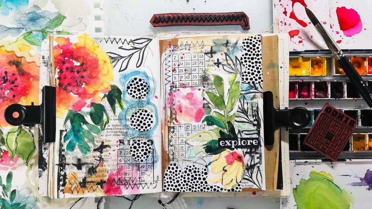 Art Journal Process Video with Mixed Media Collage