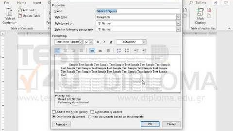 Insert at the bottom of the document a table of figures to show labels and numbers. Use the...