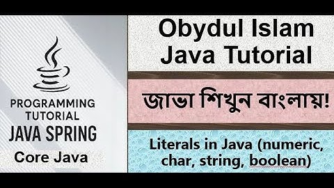 Bangla Java Tutorial 016 - Literals in Java (numeric, char, string, boolean) | Core Java