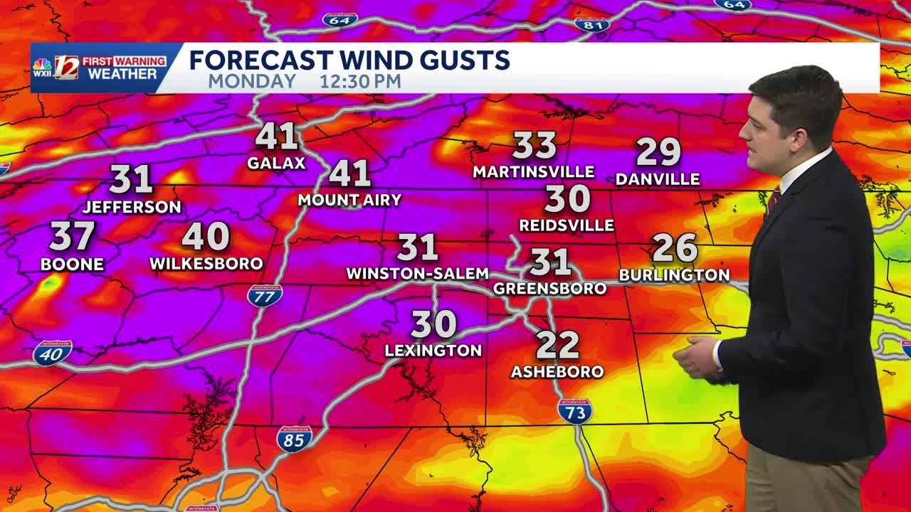 Strong cold front brings gusty winds and falling temperatures on Monday ...