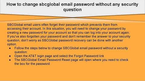 How do I reset the SBCGlobal password video