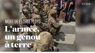 Après la mort de George Floyd aux Etats-Unis, des militaires posent leur genou à terre