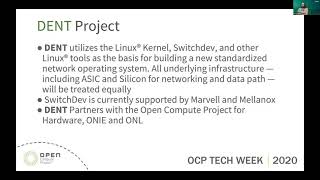 ocp 2020 tech week: introducing project dent: a switchdev based nos for the rest of us