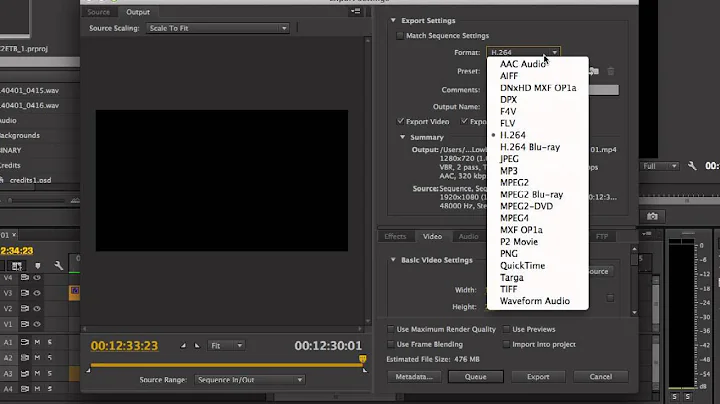 Exporting (in HD) for H.264 (.mp4) in Premiere Pro CC