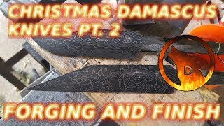 Blacksmith Forges Christmas Damascus Knives Part Two - The Blades