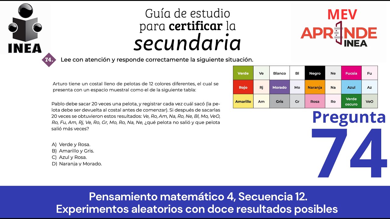 Guía de estudio para certificar la secundaria en el INEA. Pregunta. 74