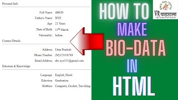 How to create a biodata in HTML || Basics of HTML Tags || VRpathshala | Rahul Sharma || HTML