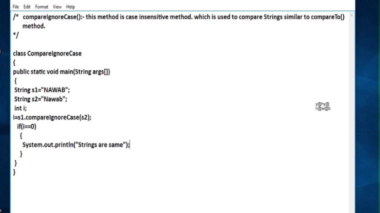 String compareToIgnoreCase - YouTube