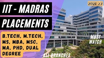 IIT MADRAS PLACEMENTS | B.Tech, M.Tech, BA-MA, MS, MsC, MBA, Dual Degree, PhD ALL LATEST BRANCH WISE