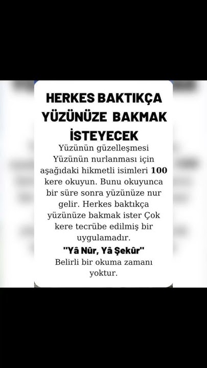Suya Okunan güzellik Duası