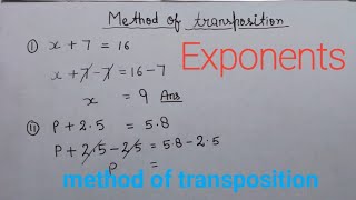 Exponents #Method of transposition #maths...........more