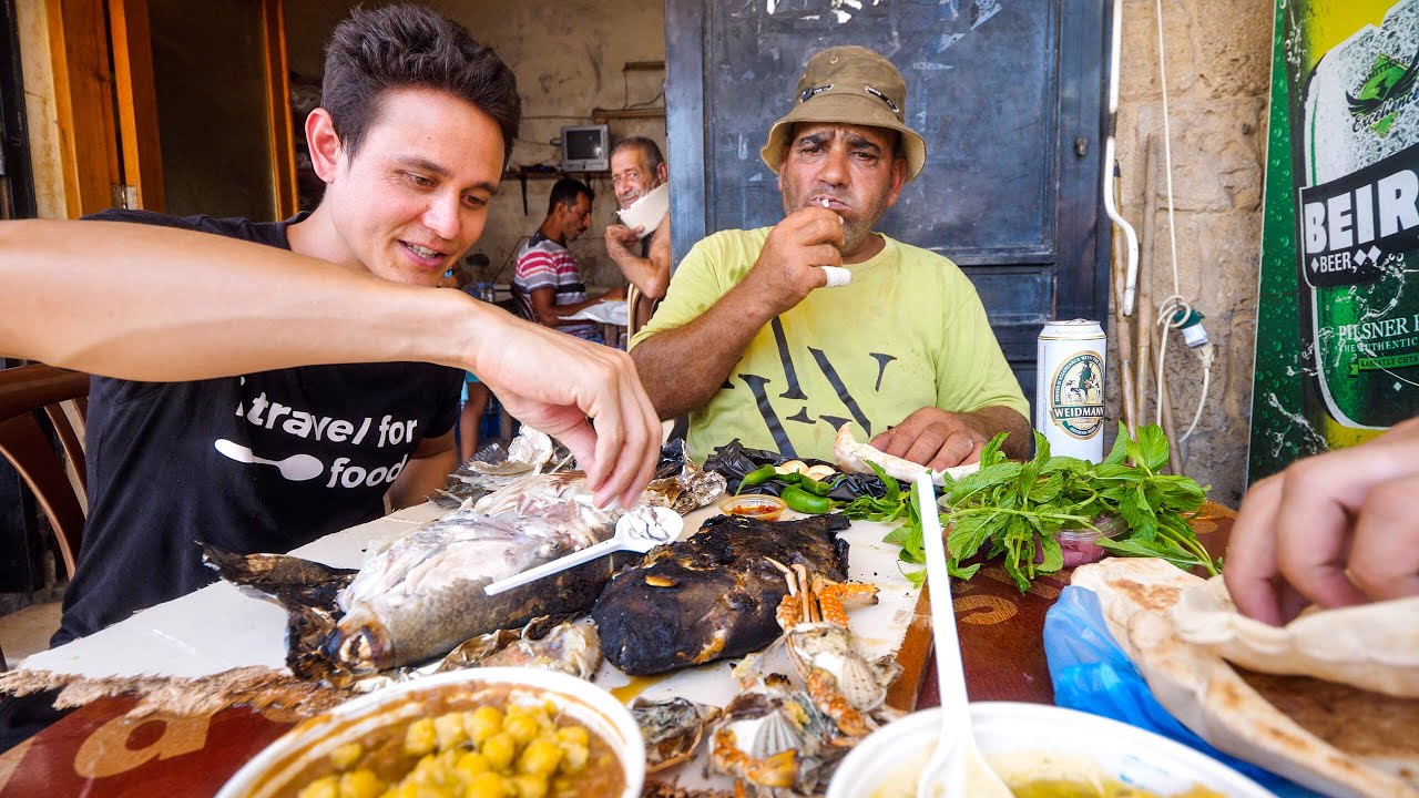 Eating PIG FISH + HUMMUS with Fishermen in Ancient Tyre! | Amazing Mediterranean Food! | Mark Wiens