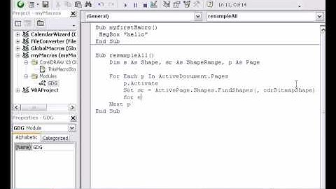 GDG Macros Tutorials Lesson 2 Create a simple loop and resample all bitmap shapes in CorelDraw