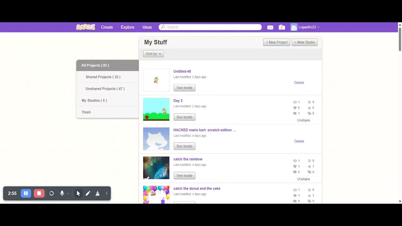 my scratch projects - YouTube