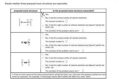 Aleks Deciding whether a Lewis structure satisfies the octet rule