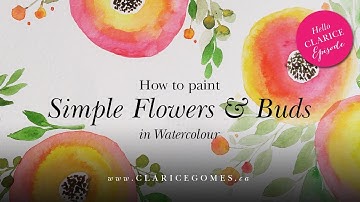 How to paint simple flowers and buds in watercolour - Hello Clarice Tutorials