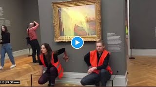 Krumplipürével öntötték le Monet festményét klímaaktivisták