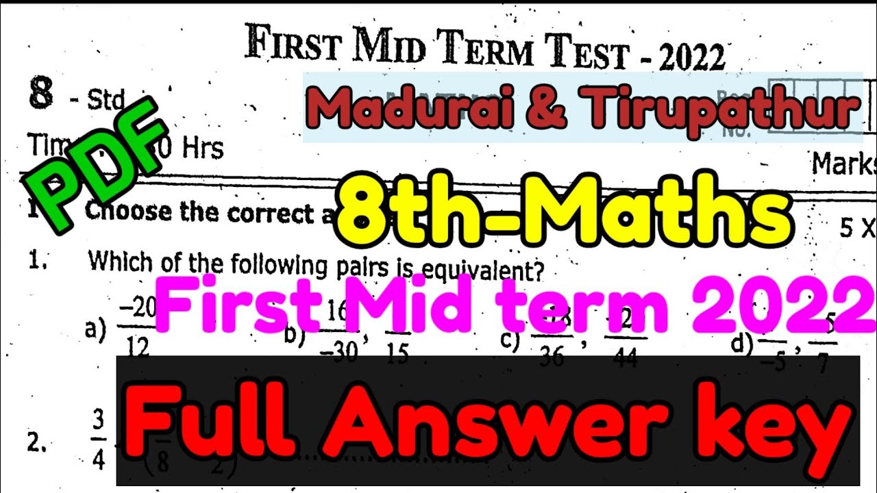 8th Maths first midterm Exam Answerkey 2022_Madurai & Tirupatthur_8th