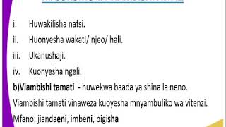 kiswahili kidato cha 2 Viambishi kipindi cha 3