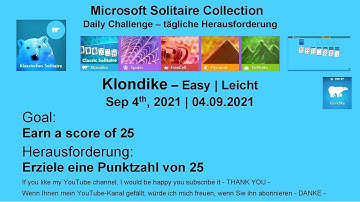 Klondike - Easy | Sep 4, 2021 | Daily Solitaire Collection | Goal: Earn a score of 25