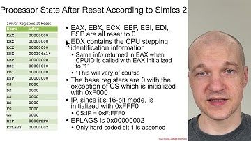 Arch4001 Intel Firmware Attack & Defense: 01 Reset Vector 01 Intro 02 Processor Reset State GP Regs