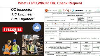 What is RFI, WIR, IR FIR in Construction? | Request  for Inspection | Work Inspection req  Check Req