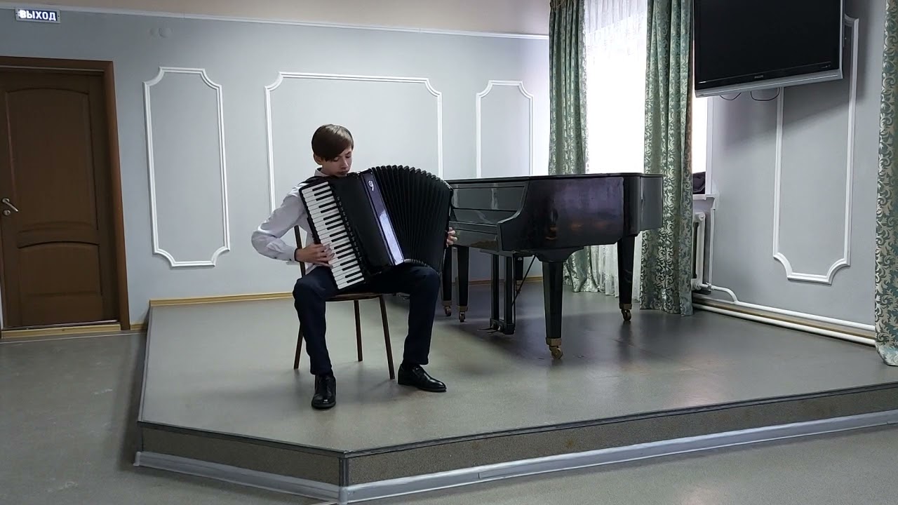 Шемет Арсений (аккордеон) г  Барнаул Ф. Анжелис Брель - Бах (1 часть)