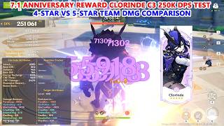 7.1 Anniversary Reward Clorinde C3 250k DPS Test : 4-Star vs 5-Star Team DMG Comparison screenshot 1