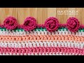 Rolled Rose Crochet Edging Border DIY Tutorial for a Blanket and Scarf