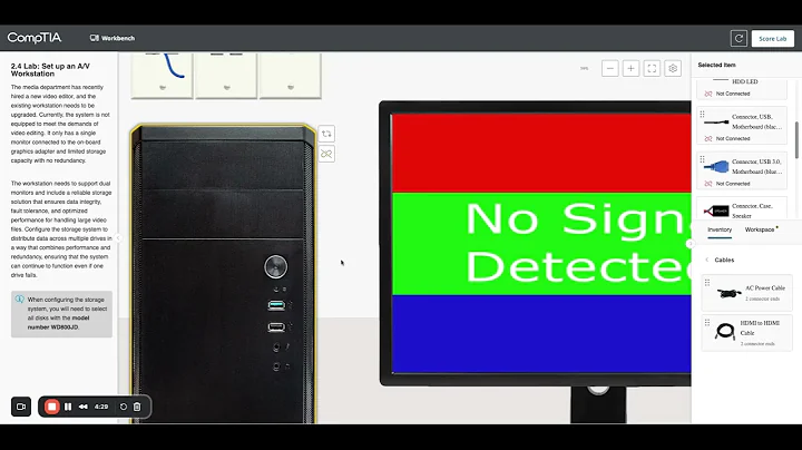 CompTIA A+ 2.4 Lab  Set up an A V Workstation