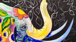 elephant painting easy acrylic beginners bohemian paint colorful tutorial fun theartsherpa step class