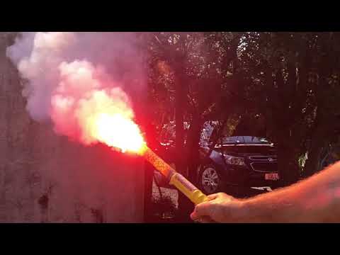 Handheld smoke flare demonstration