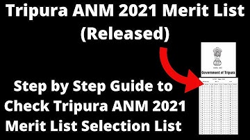 Tripura ANM 2021 Merit List (Released) - How to Check Tripura ANM 2021 Merit List Online Mode