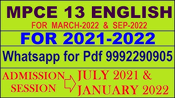 MPCE 13 Solved Assignment 2021-22 in English,  Whatsapp For FULL Pdf  9992290905.