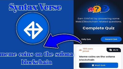 Syntax Verse General today quiz answer| Meme coins on the solana blockchain