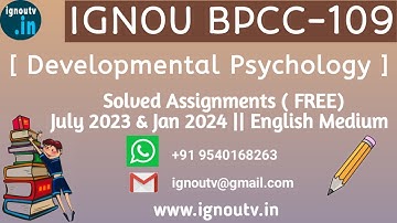 IGNOU BPCC-109 (Part-B) Solved Assignment July 2023 & Jan 2024 [FREE] | BAPCH | IGNOU TV | IGNOU ||