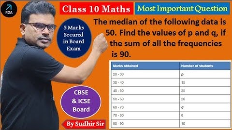 The median of the following data is 50. Find the values of p and q, if the sum of all the frequencie