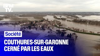 Inondations: les images d'un village du Lot-et-Garonne entièrement cerné par les eaux