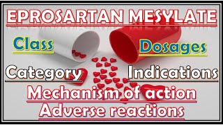 EPROSARTAN MESYLATE CLASS AND CATEGORY INDICATIONS AND DOSAGES MECHANISM OF ACTION ADVERSE REACTIONS