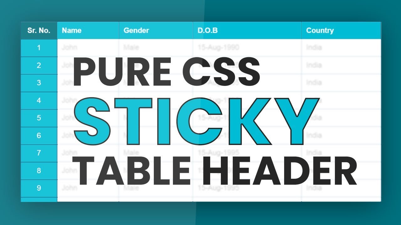 css ตาราง  Update New  Pure CSS Sticky Table Header