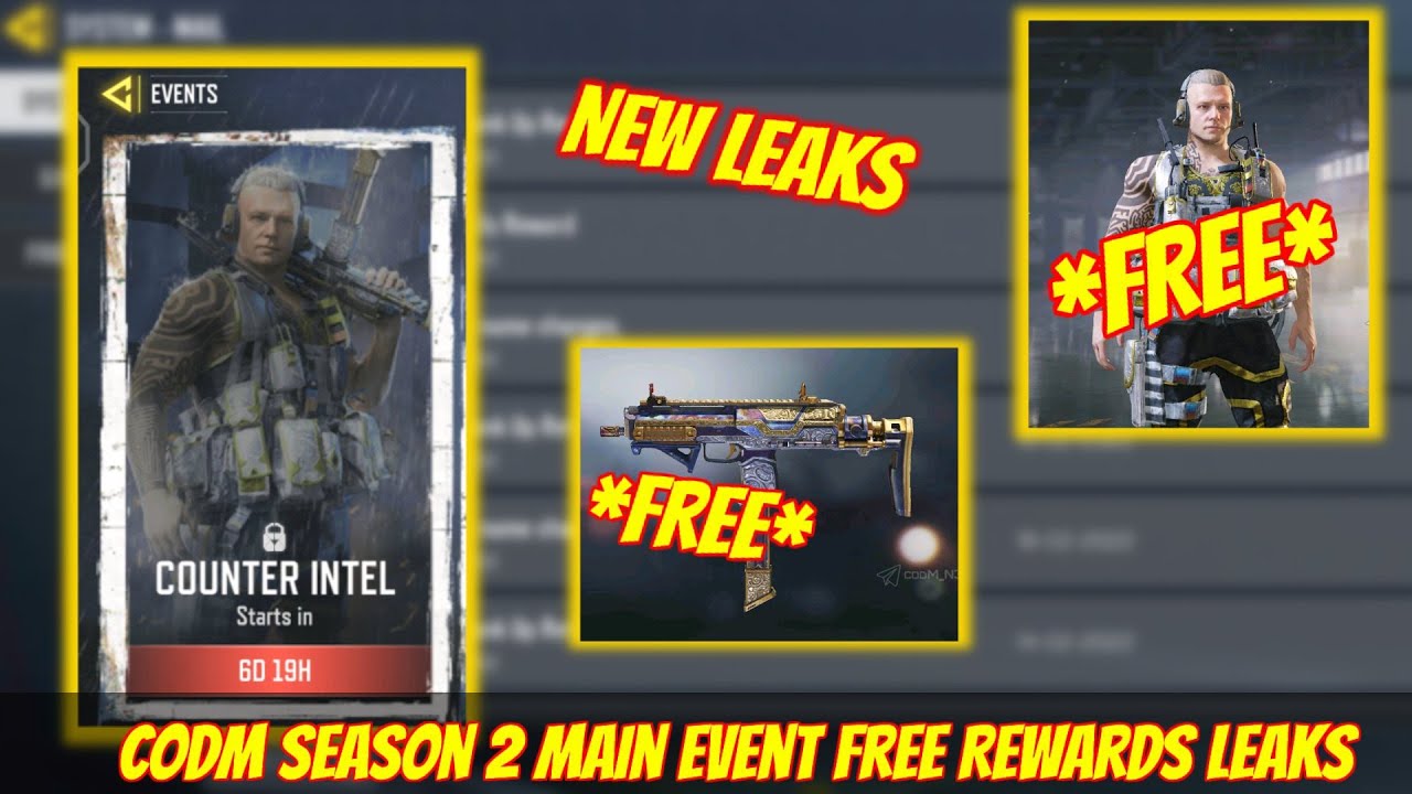 COD MOBILE SEASON 2 MAIN EVENT COUNTER INTEL FREE REWARDS LEAKS / GET FREE MINOTAUR CHARACTER SKIN
