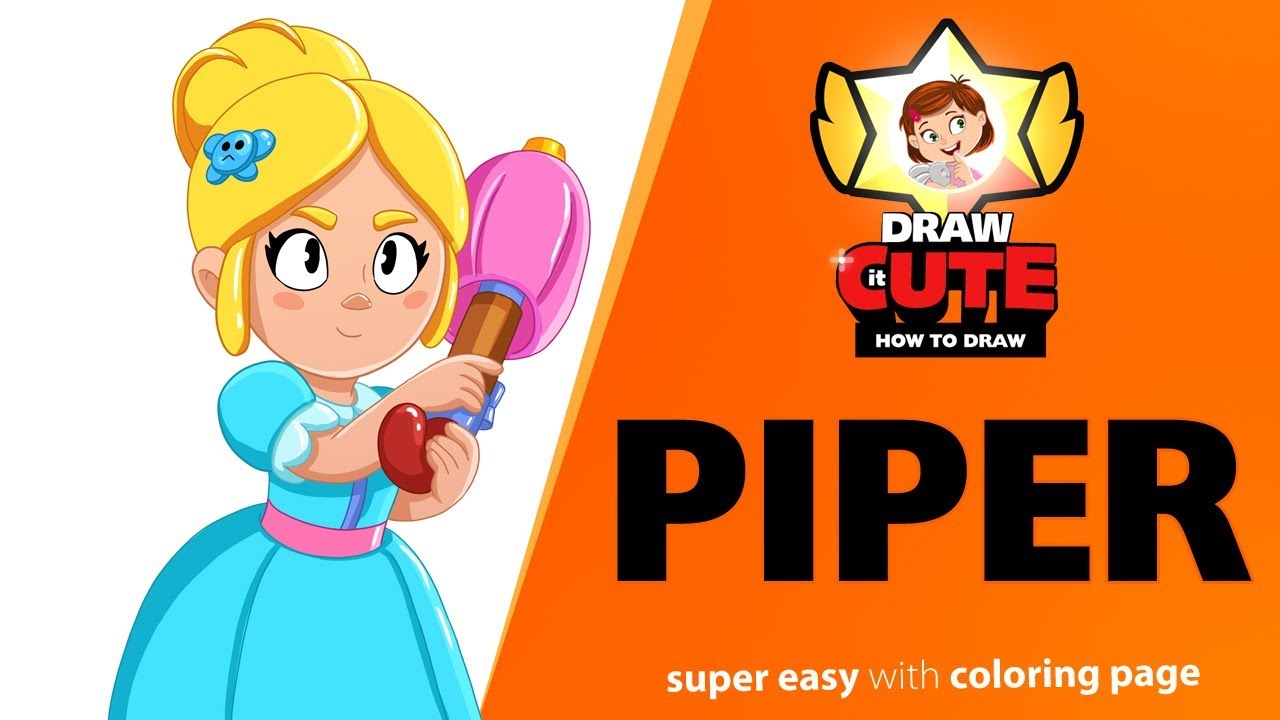 How To Draw New Piper Brawl Stars Super Easy Drawing Tutorial With Coloring Page Youtube - poco starr kolorowanki brawl stars colette