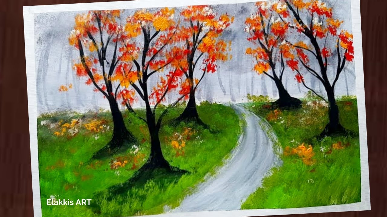 Easy Technique to Paint Forest in Acrylic Painting I Easy Acrylic ...