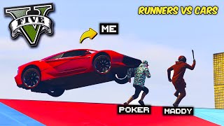 Cars Vs Runners Extreme Full To Full Fun | GTA5 In Telugu | The Music Boy