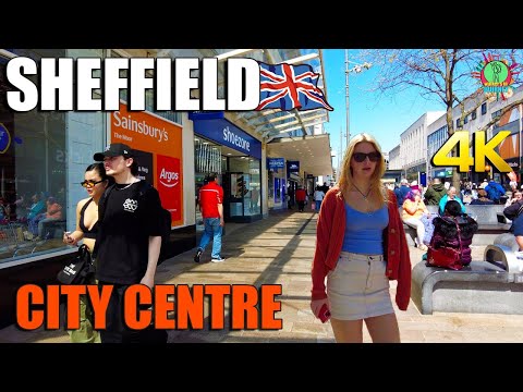 Sheffield City Centre Walking Tour 4K 60fps #England #Sheffield #UK